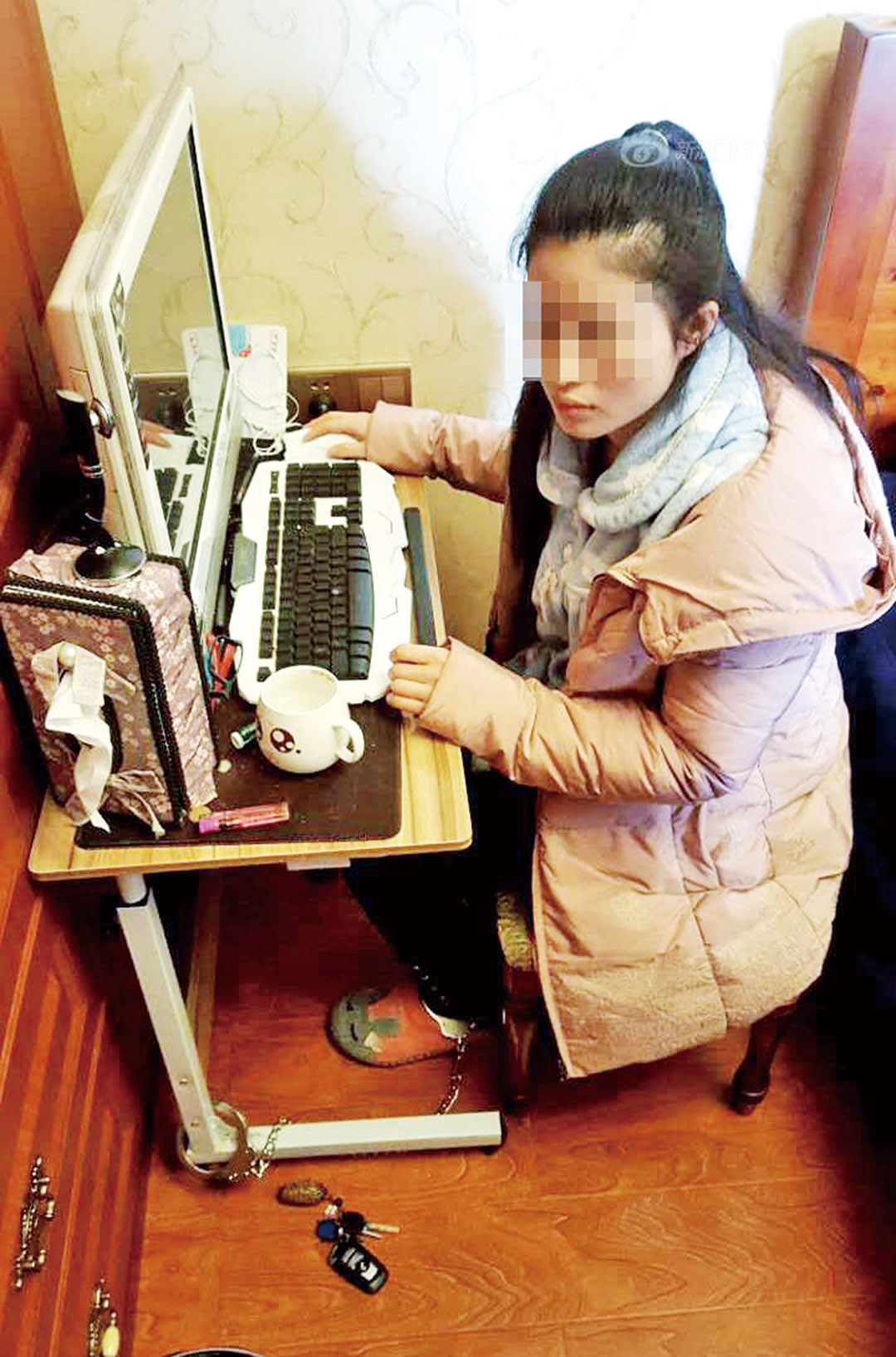 鎖腳鐐迫妻網聊詐騙