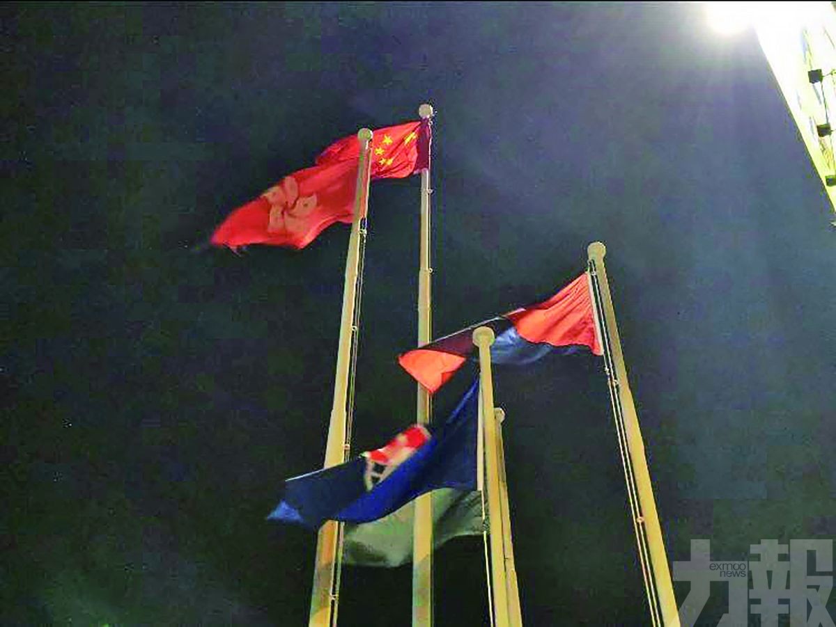 示威者掟國旗落海